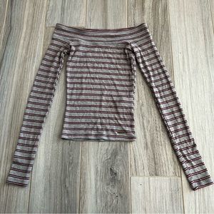Hollister Long Sleeve Striped Ribbed Top